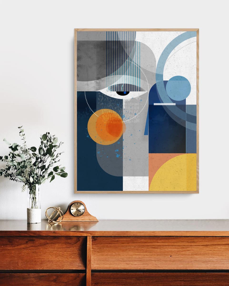 Obsedian by Ishita Banerjee  Image: Obsedian, Modern, Cubist Faces, Fine Art print by Ishita Banerjee, Soul Curry Art