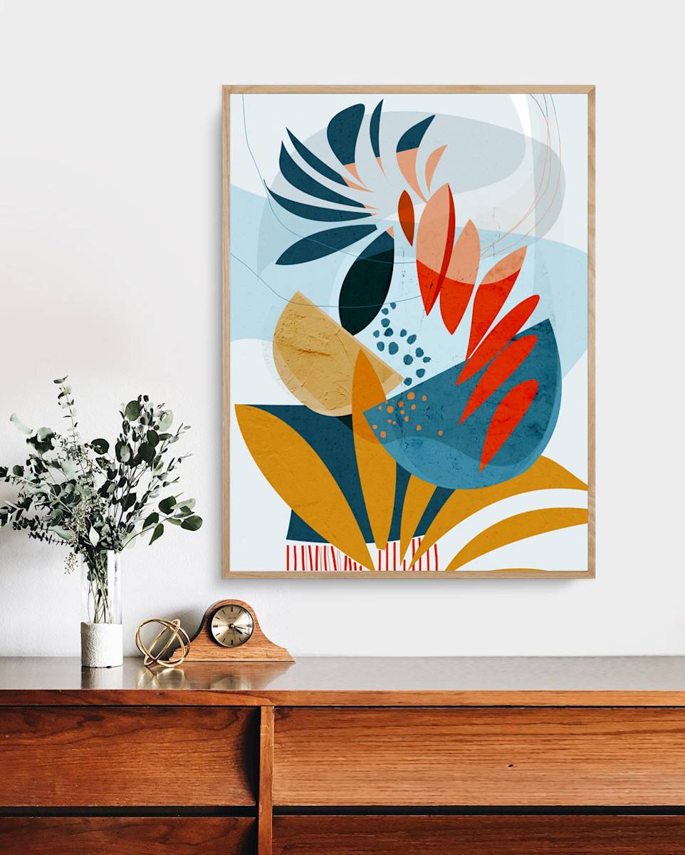 Tropical Planted by Ishita Banerjee  Image: Tropical Planted, Nature Landscape, Mid-Century Modern, Abstract, Fine Art Print by Ishita Banerjee, Soul Curry Art