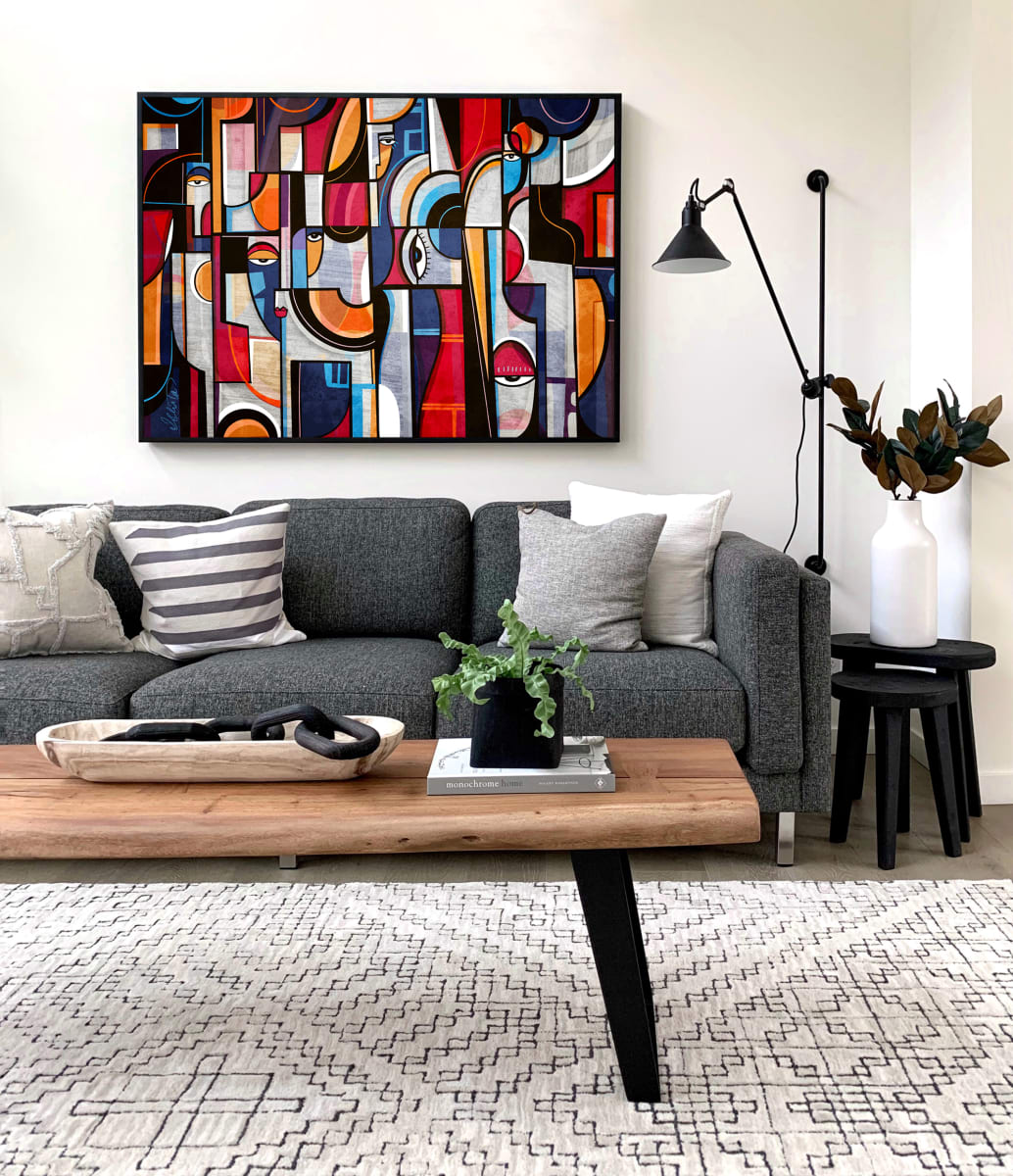 Voices by Ishita Banerjee  Image: Voices, Cubist Faces, Bestselling, Fine Art Print by Ishita Banerjee, Soul Curry Art