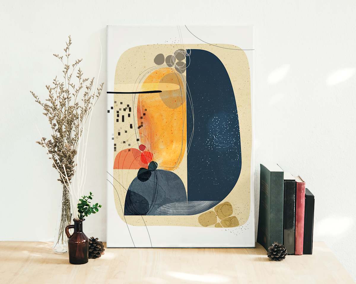Grounded by Ishita Banerjee  Image: Grounded, Nature Landscape, Mid-Century Modern, Abstract, Fine Art Print by Ishita Banerjee, Soul Curry Art