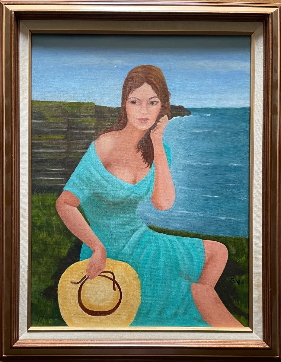 Girl on the Cliffs of Mohr, Ireland by Elizabeth Flatt 