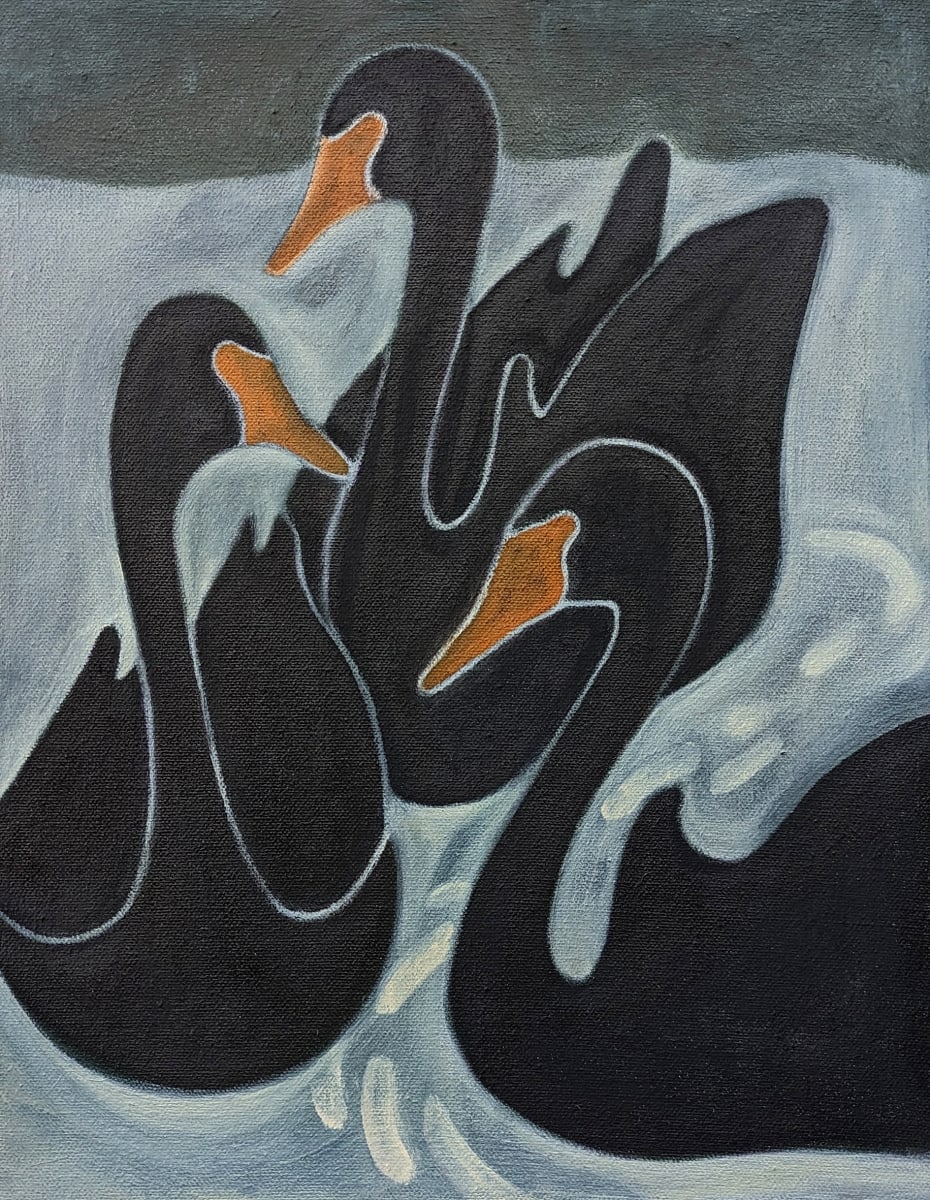 Three Black Swans by Kari Breitigam 