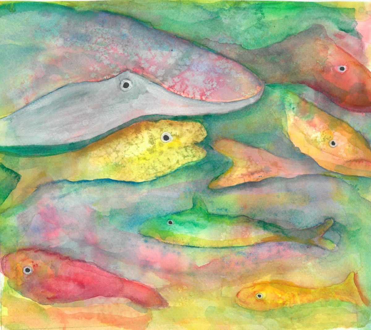 Morska zabava by Tomislava Mihalj  Image: "Morska zabava" (Serijal volim more), akvarel, 19.5 X 28,5 cm, Veli Lošinj, 2023. godina