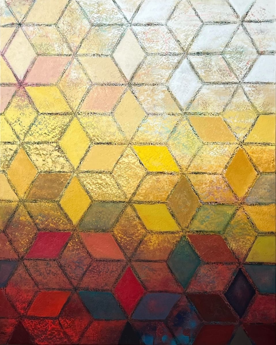 Vintage Geometric by Janet Hamilton  Image: 48"x60"x1.5" | Mixed Media on Canvas