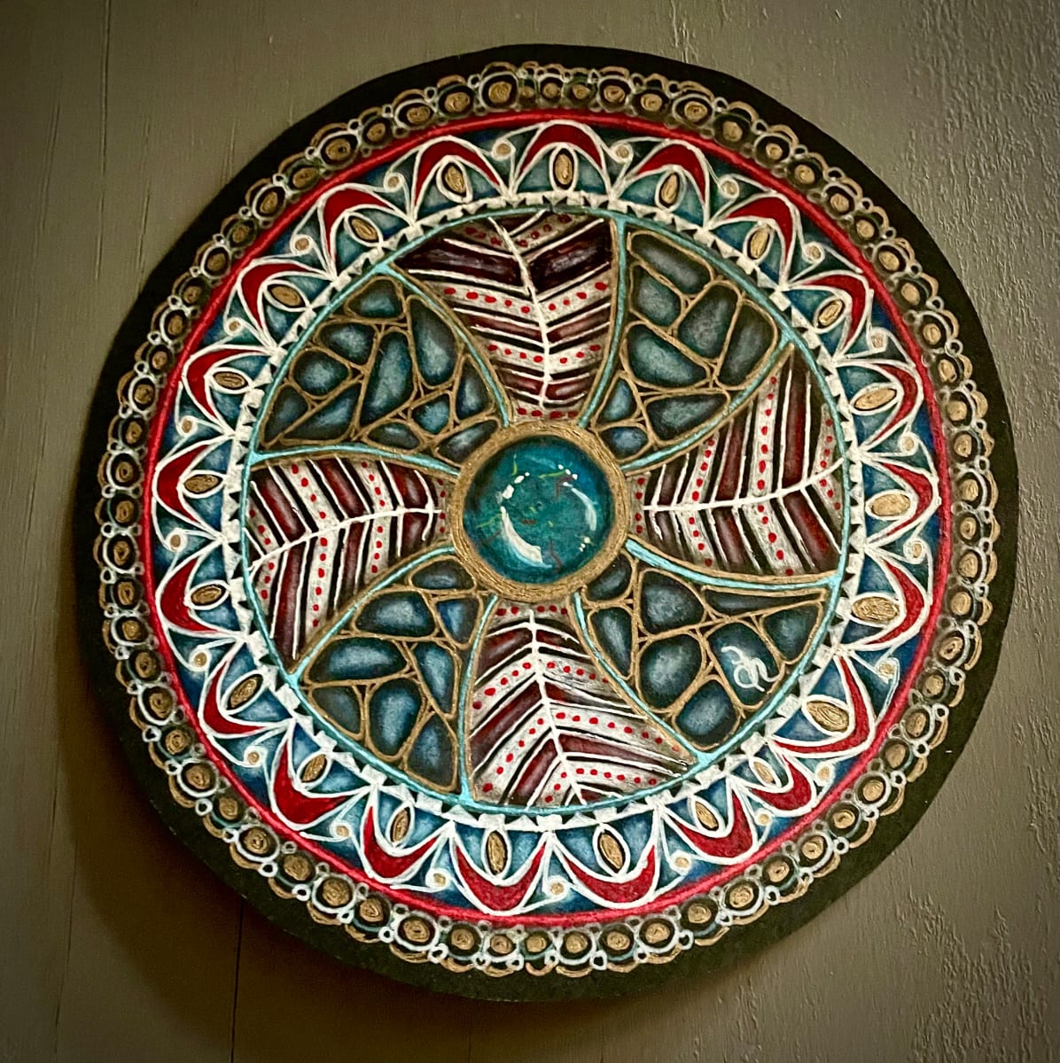 Laugh/Love Turquoise Mandala by Donna Norton, Image 1.