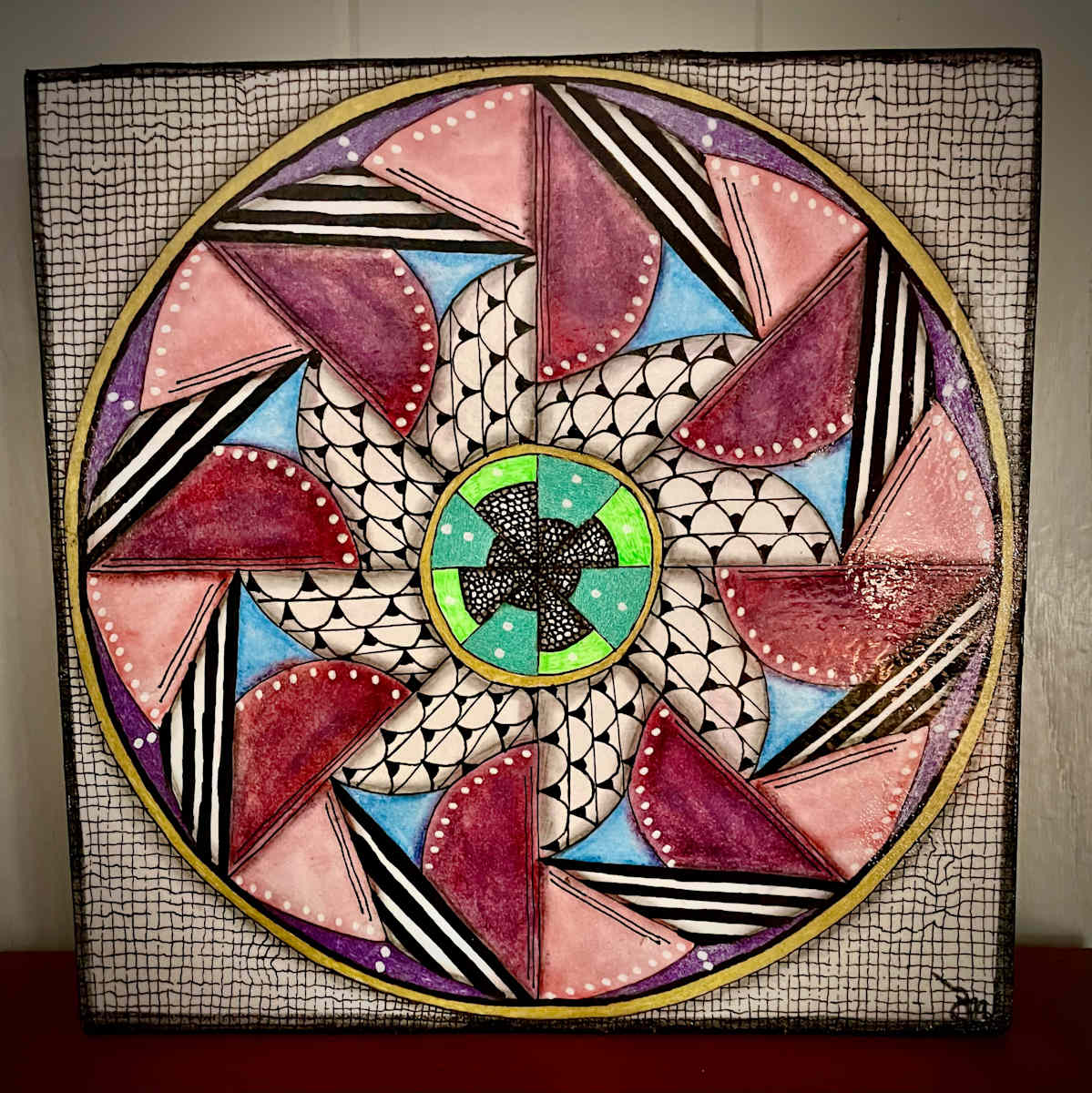 Multicolor Pinwheel Mandala by Donna Norton  Image: A beautiful, colorful mandala with a pinwheel look. 