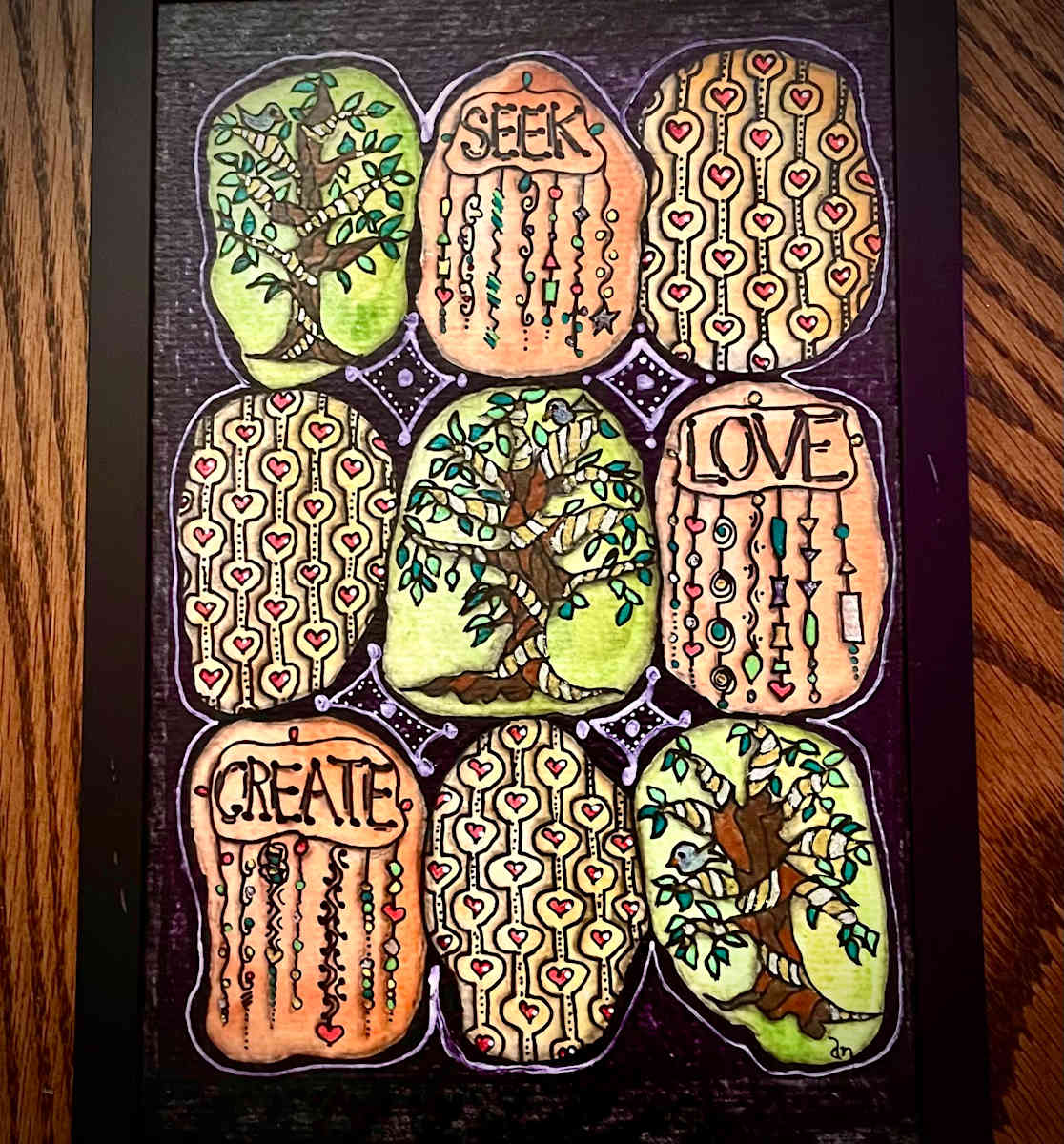 Seek, Love, Create by Donna Norton  Image: Six in one piece cameos created to inspire a positive outlook. 