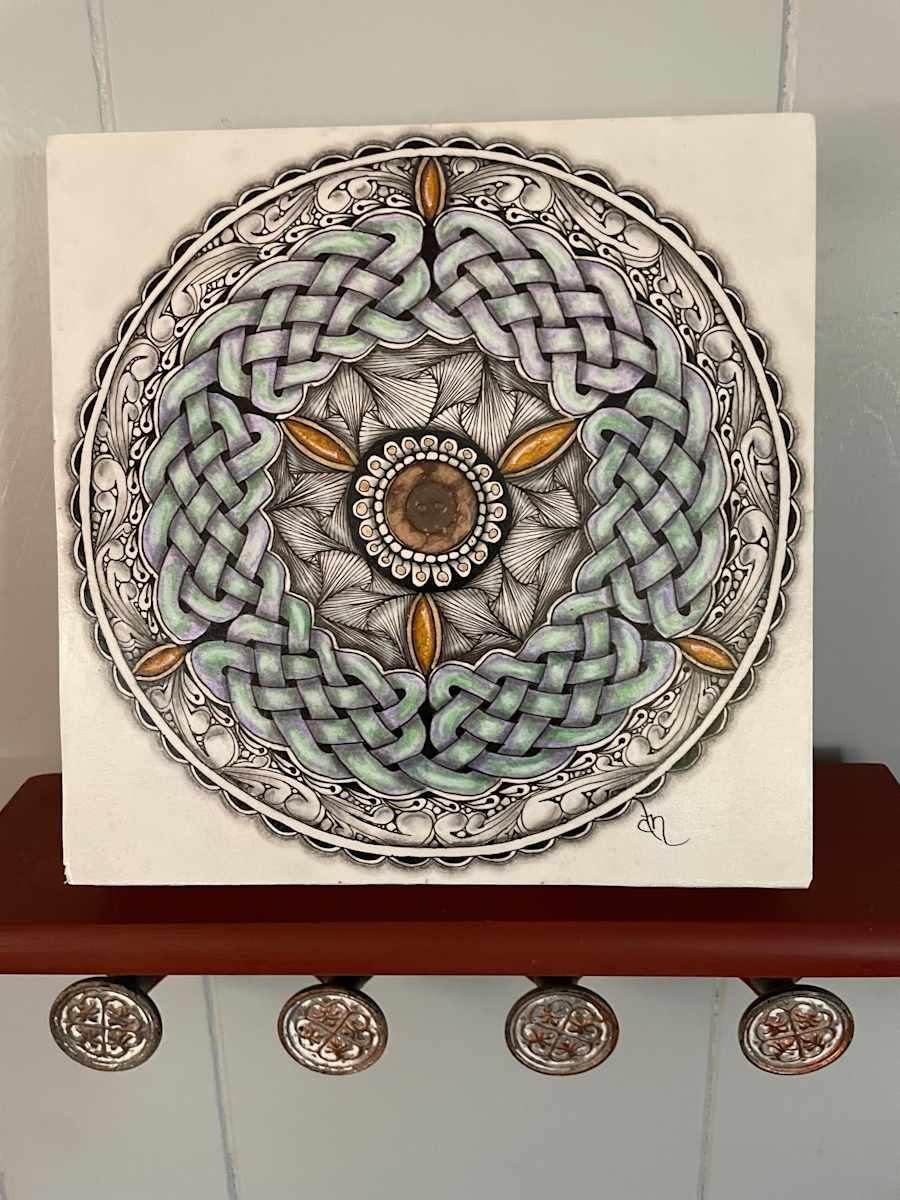 Button in Celtic Knots by Donna Norton  Image: Yes…a real button in the center!