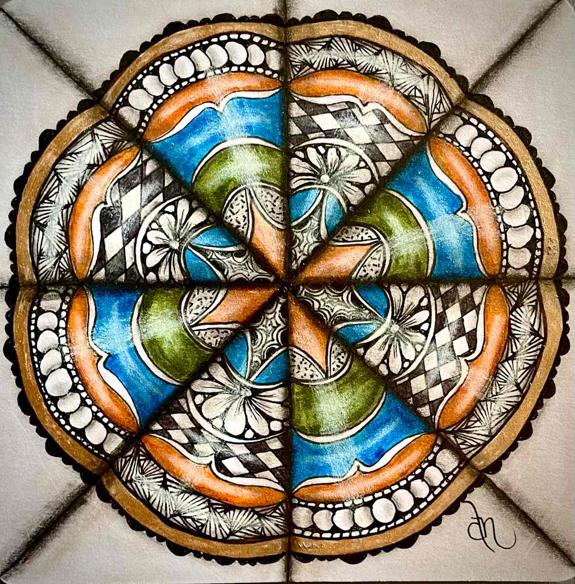 Kaleidoscope Mandala by Donna Norton  Image: I loved creating the dimension in this piece. 