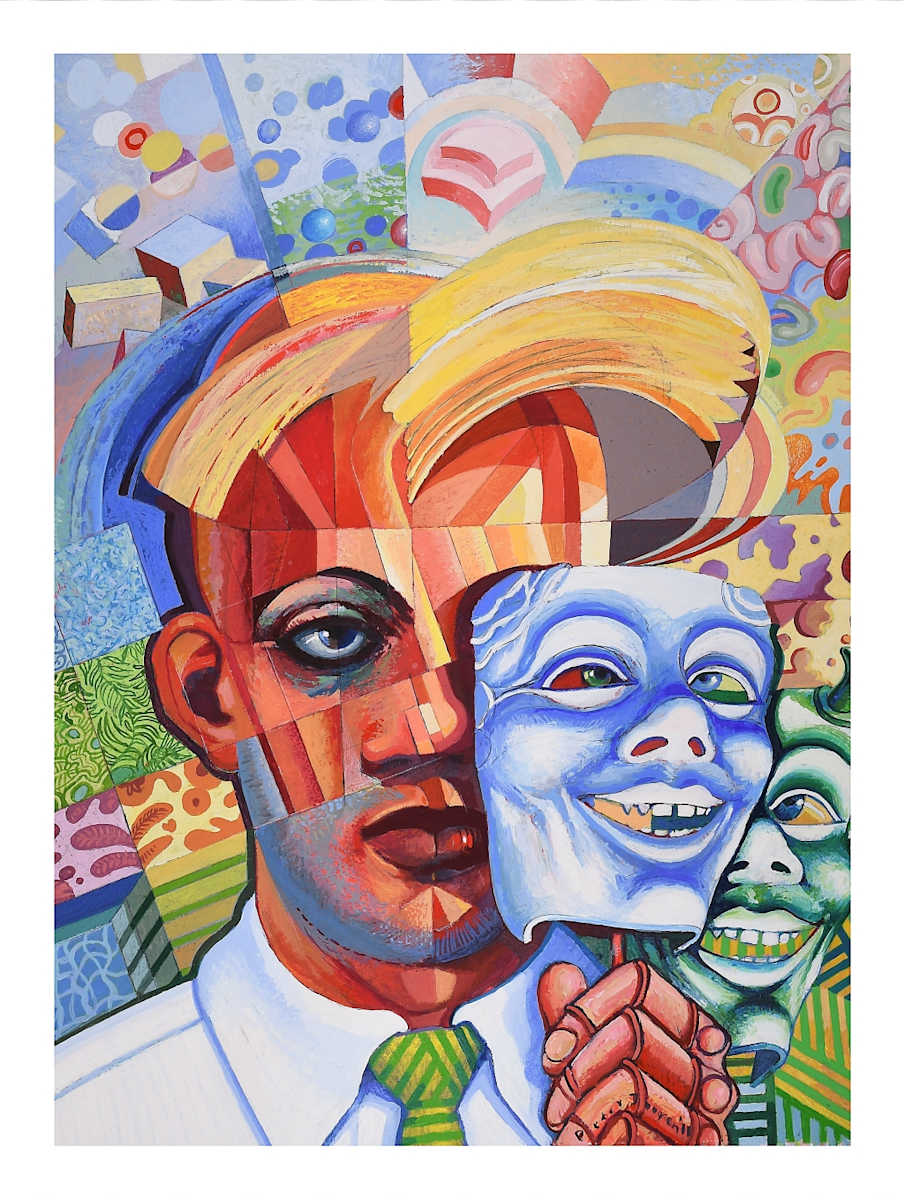 Untitled, Acrylic, 2011 (Man 2Mask-Patchwork) by Peter Jooren  Image: Works marked 'Untitled' were not titled by the artist. Any descriptors are for archival reference only. 