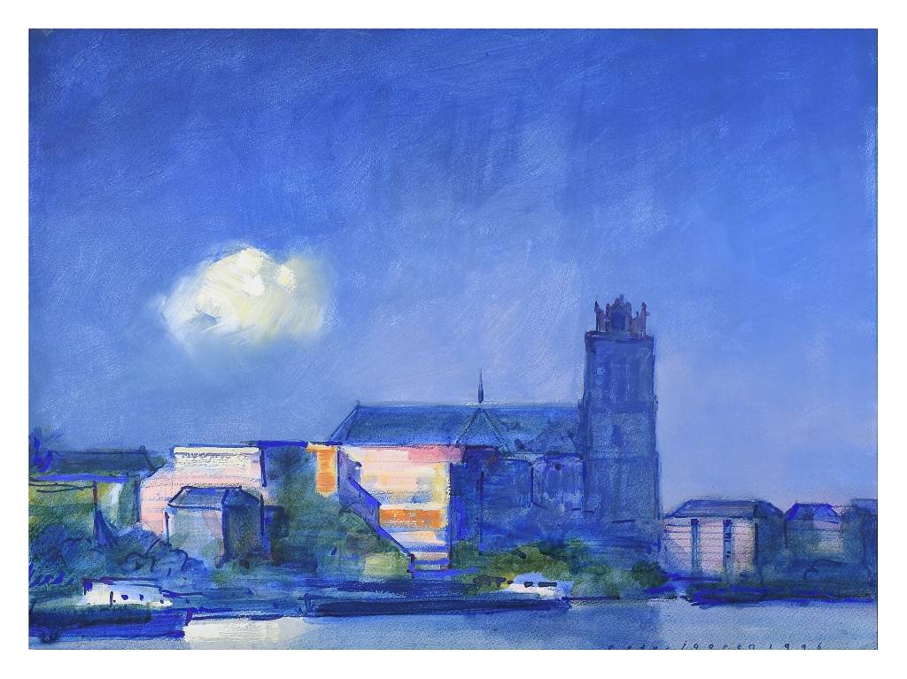 Untitled, Acrylic on Paper, 1996 (Dordrecht Kerk Blauw) by Peter Jooren  Image: Works marked 'Untitled' were not titled by the artist. Any descriptors are for archival reference only. 