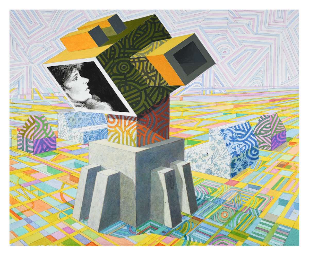 Untitled, Acrylic, 2013 (Delft, Lady on Screen) by Peter Jooren  Image: Works marked 'Untitled' were not titled by the artist. Any descriptors are for archival reference only. 