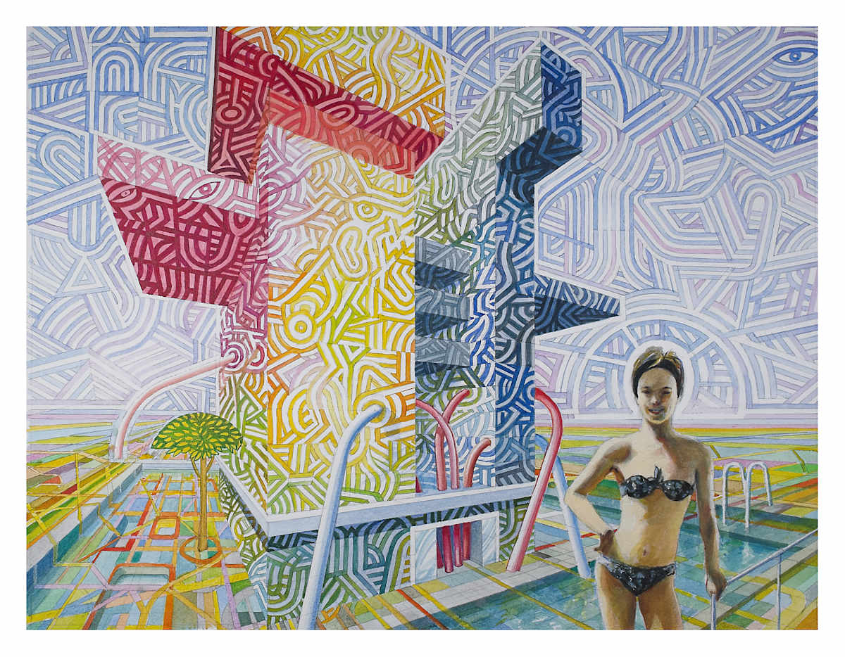 Untitled, Acrylic, Circa 2014 (Pool Side) by Peter Jooren  Image: Works marked 'Untitled' were not titled by the artist. Any descriptors are for archival reference only. 