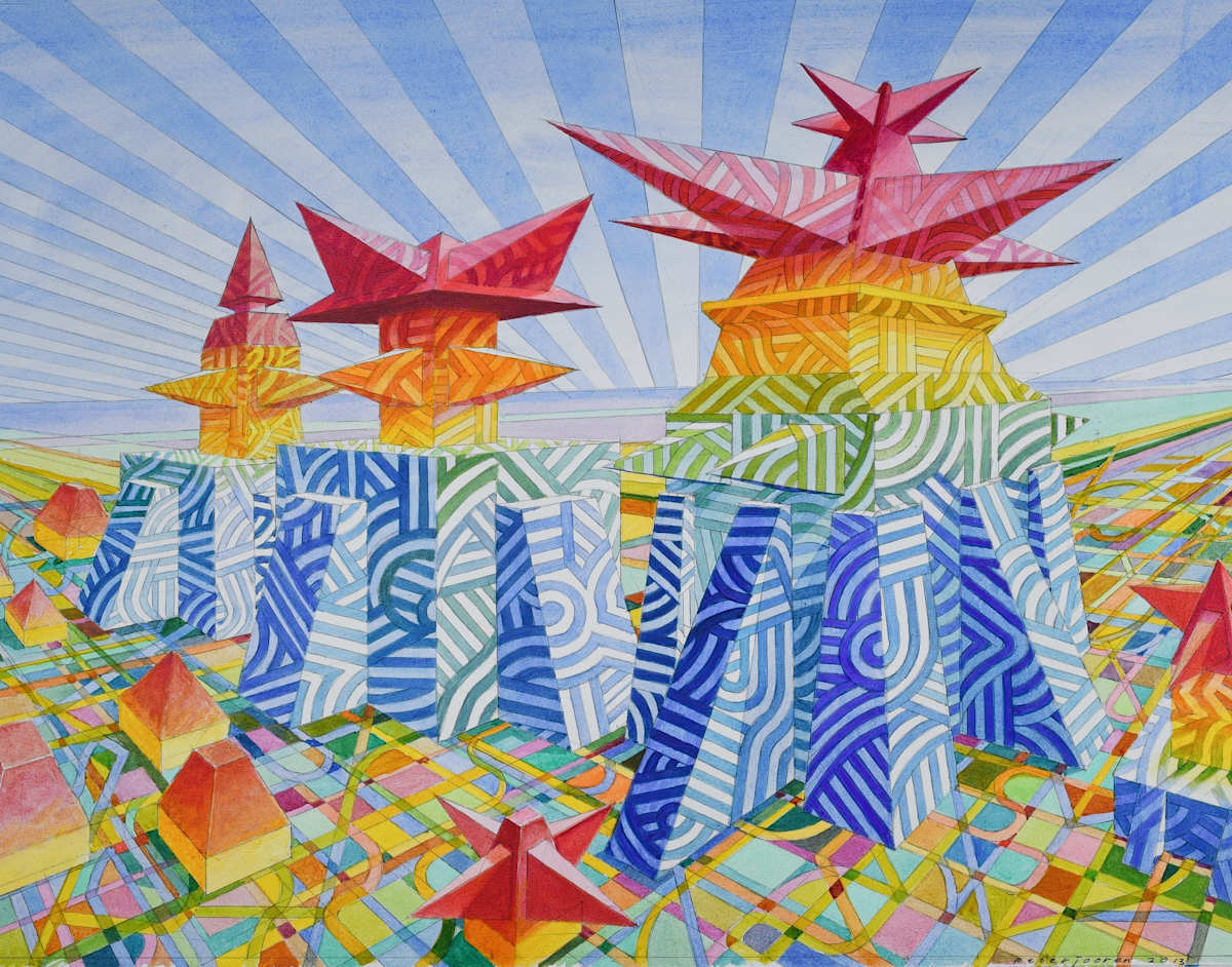 Acrylic, 2013 (3 Towers Rainbow) by Peter Jooren, Image 1.