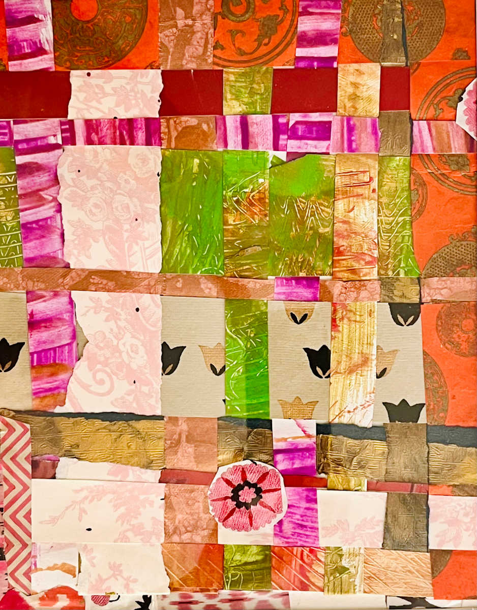WHERE EVER MY WINGS TAKE ME (Bird Wings) by ROSALIND NZINGA VAUGHN-NICHOL  Image: Small study: “Where Ever My Wings Take Me, (Bird Wings)” 2023. Woven mixed media papers and collage. 11” H x 9.5”W