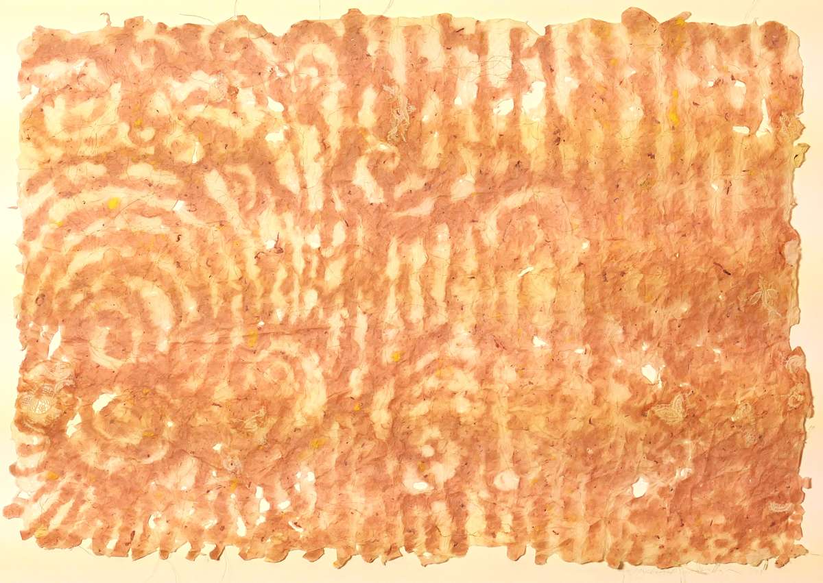 MOONWALK 3 by ROSALIND NZINGA VAUGHN-NICHOL  Image: MOONWALK 2, 2009. Handmade cotton and abaca paper with vintage textile inclusions. 23" H x 32"W 