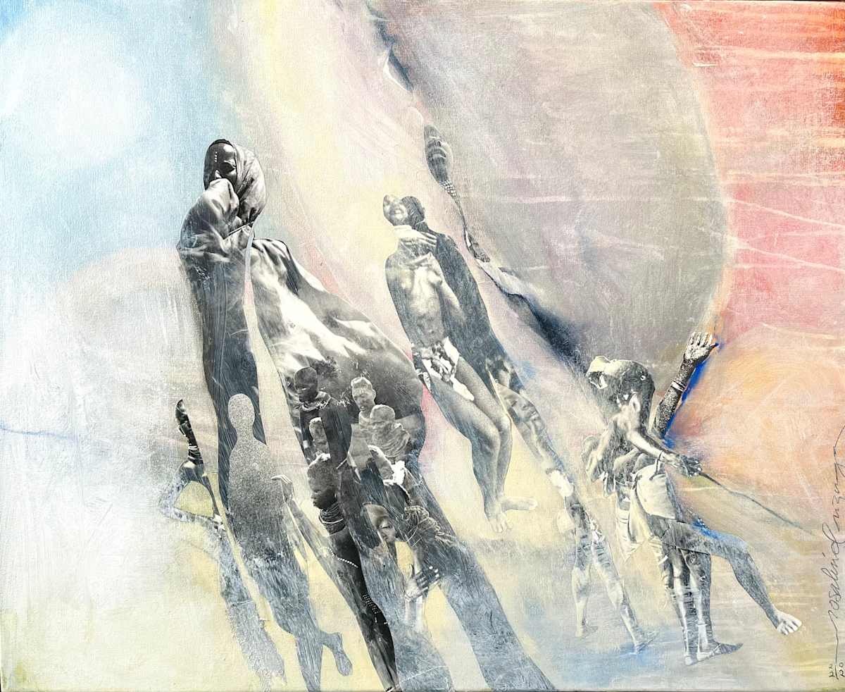 THE SEPARATION by ROSALIND NZINGA VAUGHN-NICHOL  Image: "THE SEPARATION" 2022. Mixed media collage and acrylic paint on canvas. 20" h x 30" w x 1.5 d