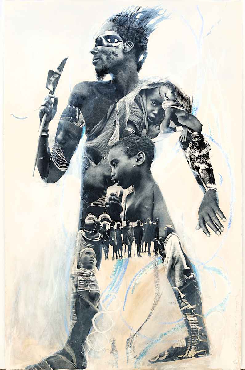 TROJAN IS COMING by ROSALIND NZINGA VAUGHN-NICHOL  Image: “Trojan is Coming” 2021-22. Collage / acrylic paint on Arches archival paper. 40”h x 26”w