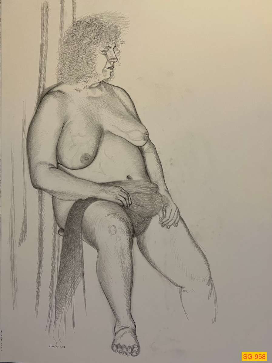 Untitled (female nude sitting on a stool) by Spence Guerin 