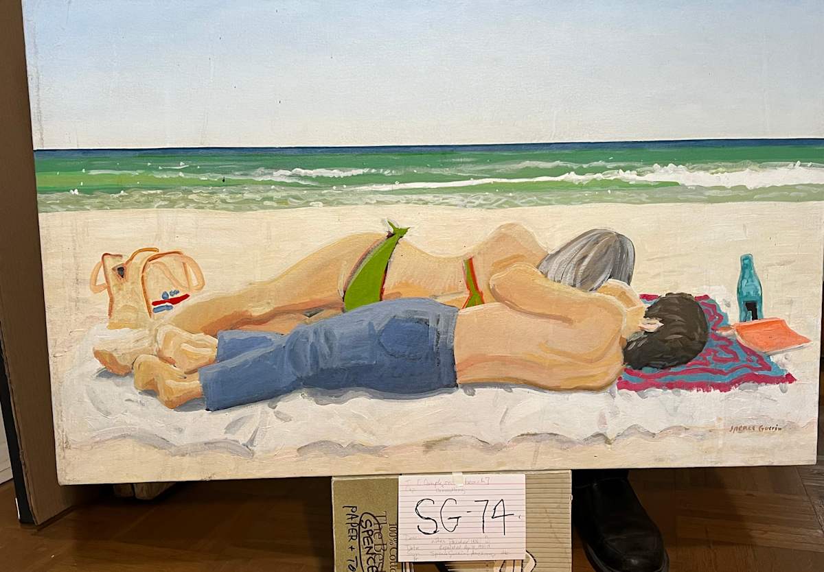 On the Beach by Spence Guerin  Image: Couple on a blanket at the beach.