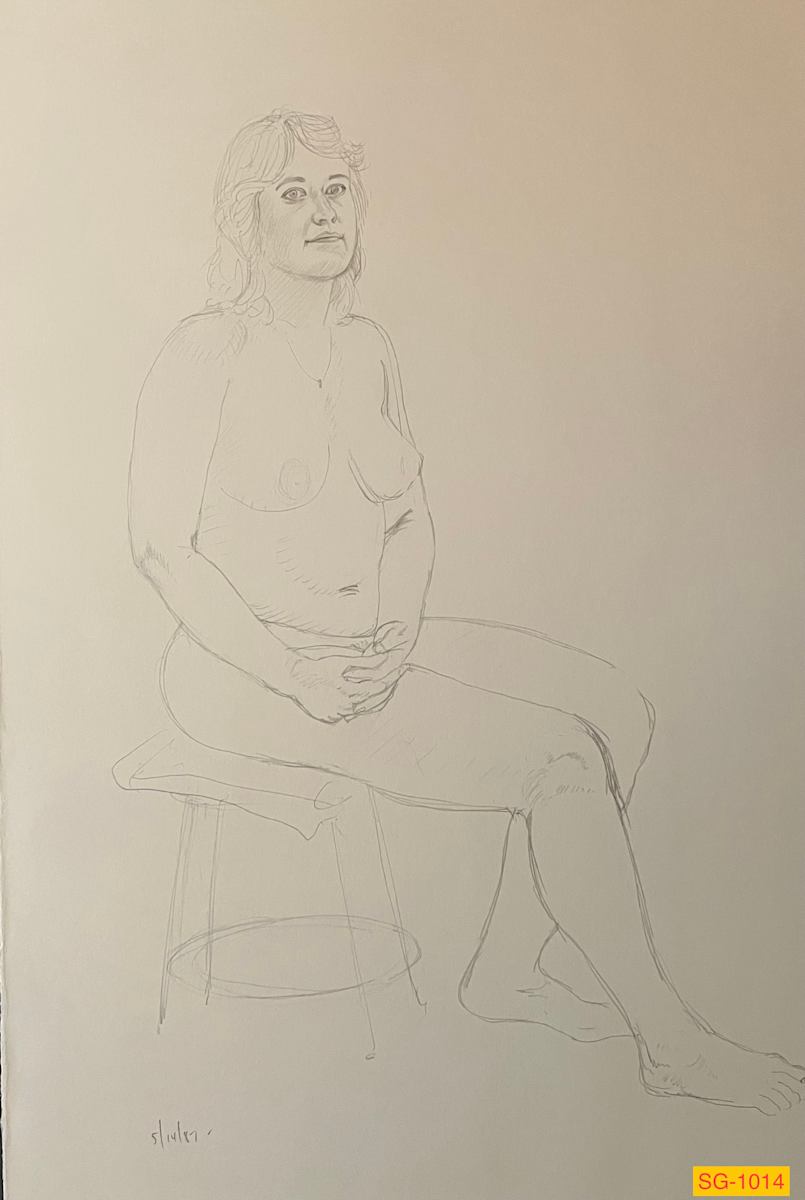 Untitled (Art students drawing a nude female model, narrative) by Spence Guerin 