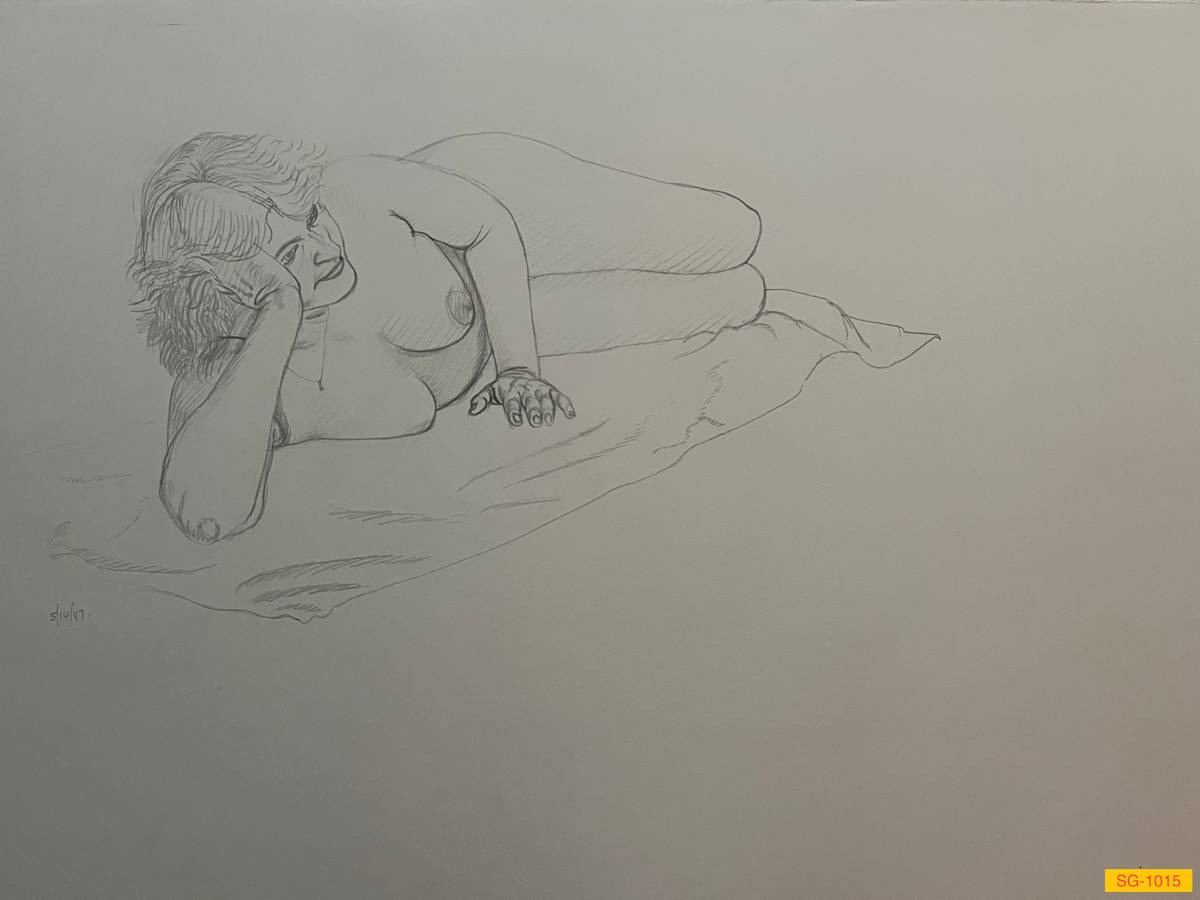 Untitled (Art students drawing a nude female model, narrative) by Spence Guerin 