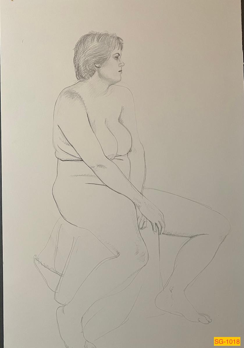 Untitled (Art students drawing a nude female model, narrative) by Spence Guerin 