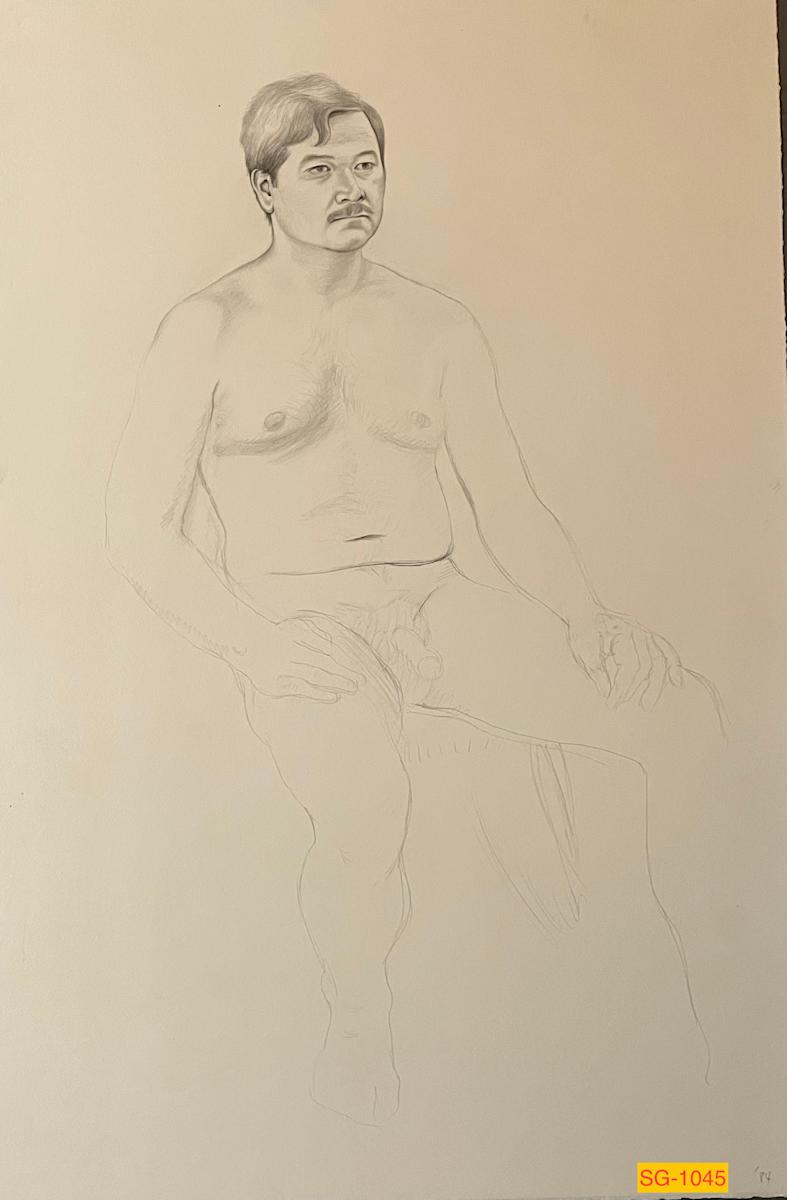 Untitled (Art students drawing a nude male model, narrative) by Spence Guerin, Image 1.