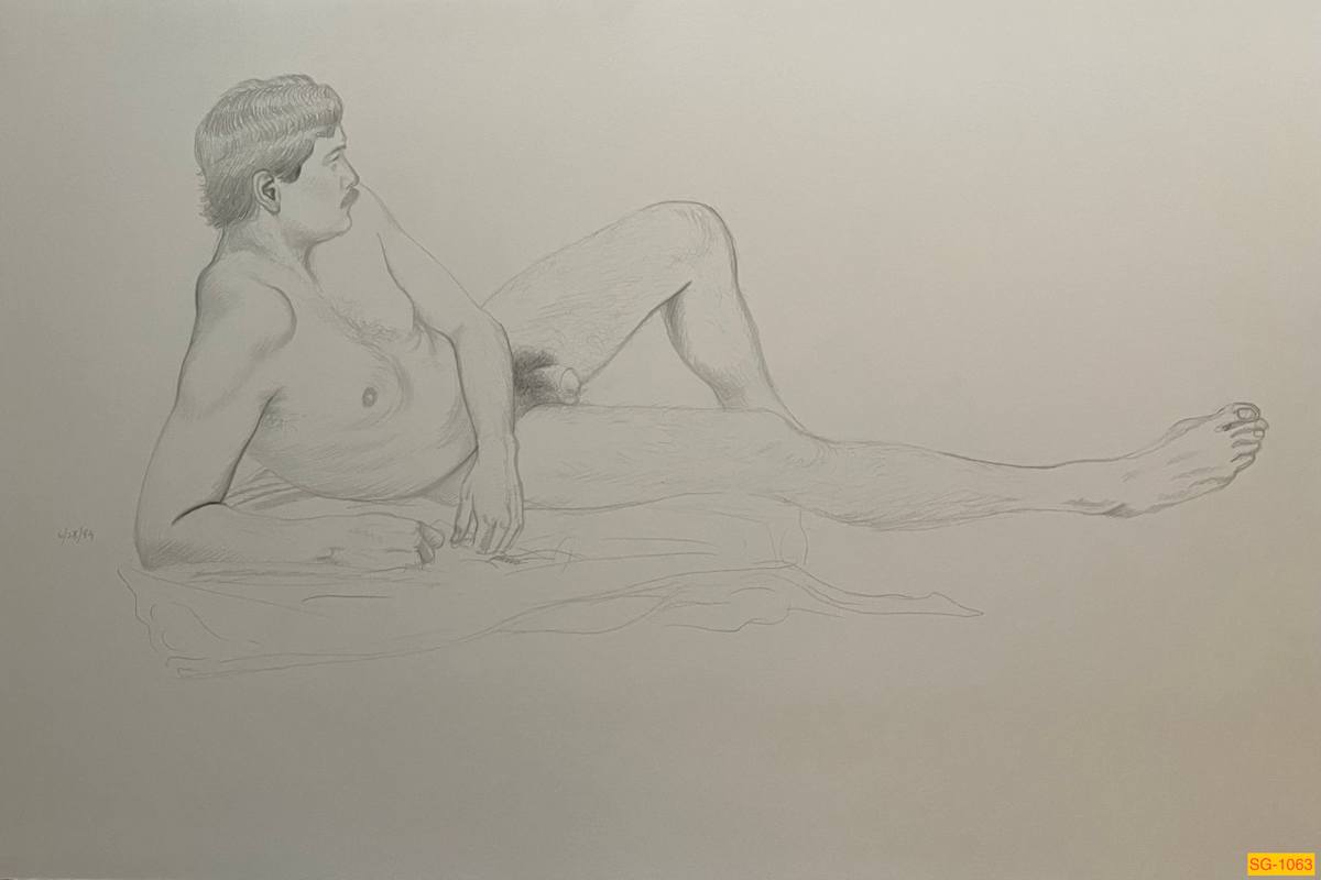 Untitled (Male nude figure drawing) by Spence Guerin 