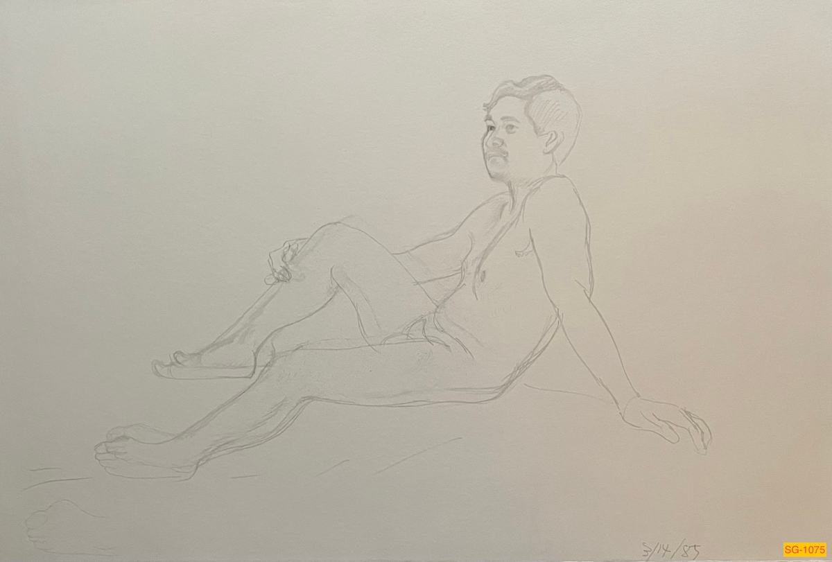 Untitled (drawing a nude male model) by Spence Guerin 