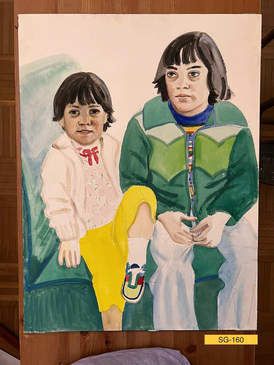 Two Young Sisters by Spence Guerin  Image: A watercolor study from life of two young girls, for a possible portrait commission. The watercolor did not meet the mother's expectations and the commission did not happen. Painted from life at the Visual Arts Center of Alaska in Anchorage.