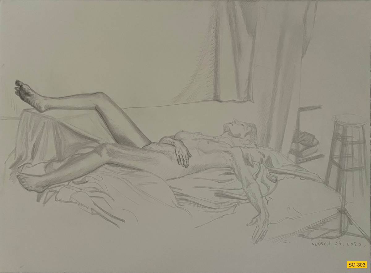 Untitled (male nude figure drawing) by Spence Guerin 