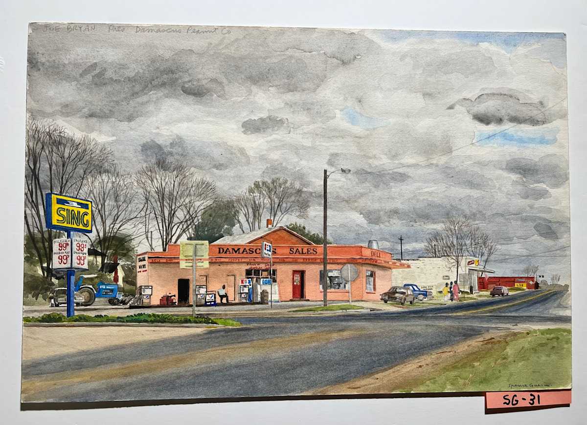Gas station in Damascus, rural southwest Georgia by Spence Guerin  Image: Damascus Sales, old corner gas station and 'convenience store' in rural southwest Georgia. This is peanut country.