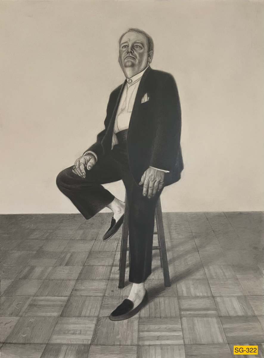 Tom Sawyer in Tuxedo Seated on a Stool by Spence Guerin 