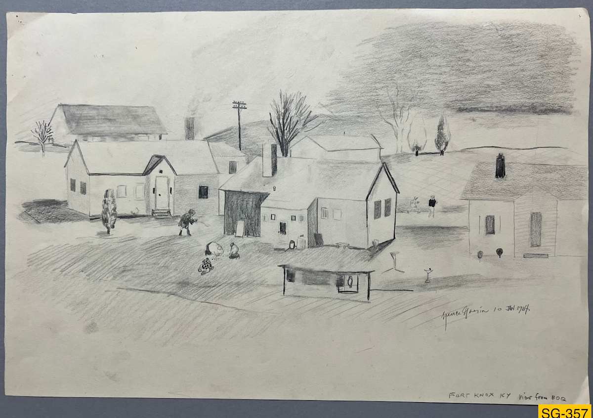 Family Housing Neighborhood, Fort Knox, Kentucky by Spence Guerin  Image: View of family housing area at Fort Knox, from the artist's quarters.