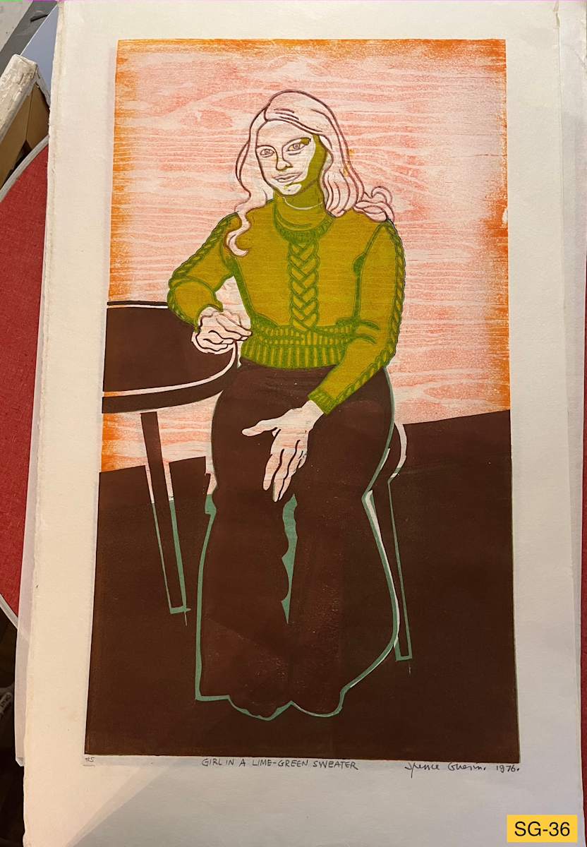 Girl in a lime green sweater by Spence Guerin 