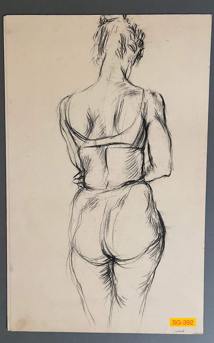 Untitled (Figure Drawing, Female Model at FSU) by Spence Guerin  Image: Done in Figure Drawing class at FSU, taught by Professor Edward Hill. The life drawing models in those days wore swimming suits. 