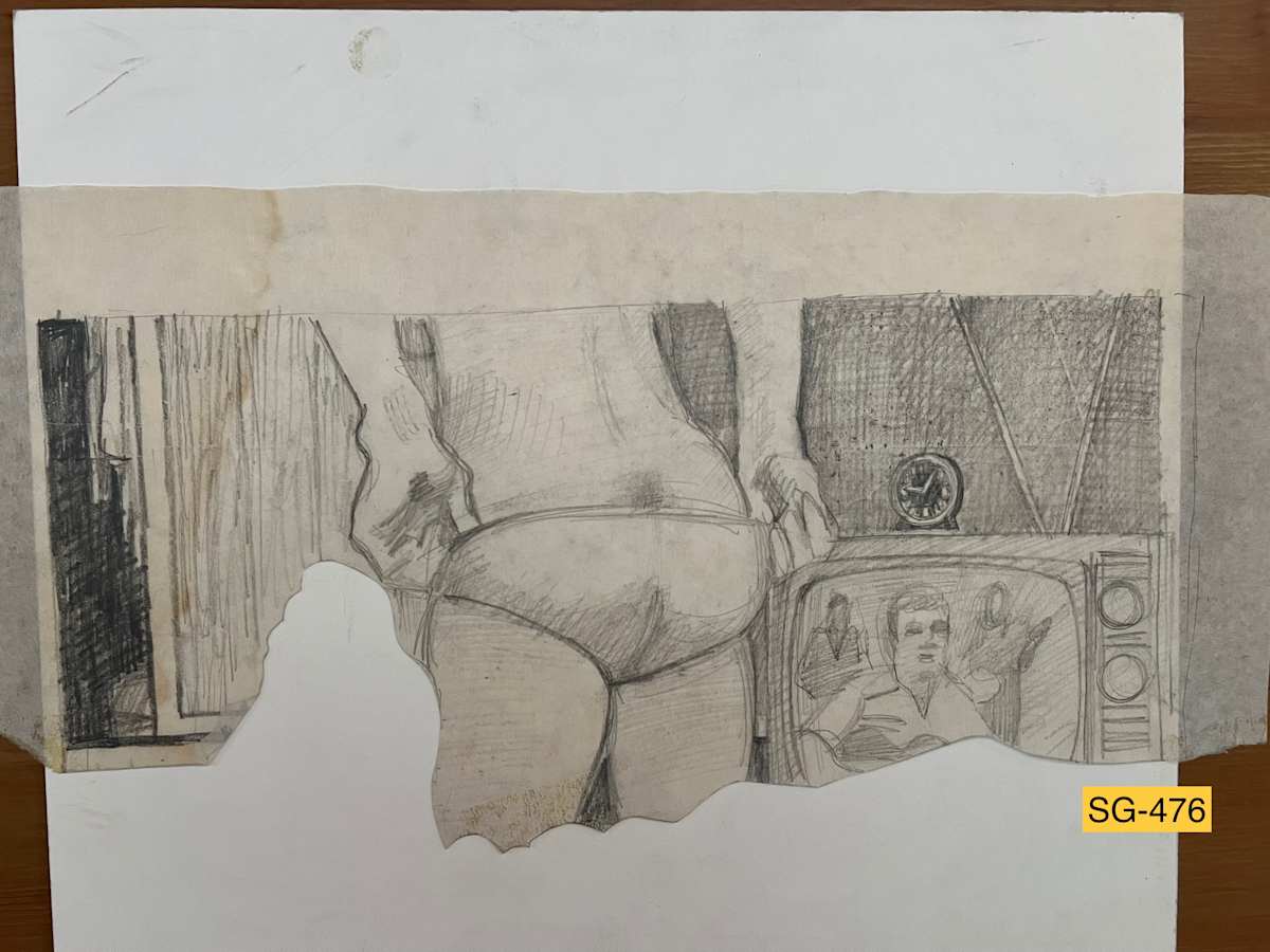 She's taking her pants off ... sketch by Spence Guerin 