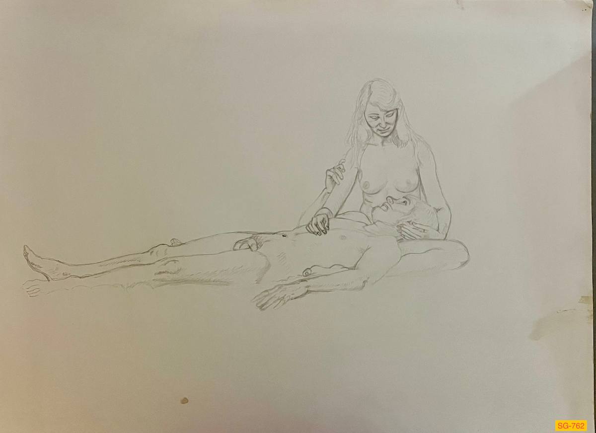 Ken and Marcia, 4 by Spence Guerin  Image: Nude couple with man's head cradled in woman's lap.