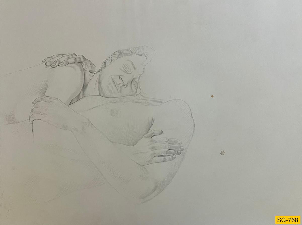 Ken and Marcia, 6 by Spence Guerin  Image: Nude couple, study of upper body for the painting.