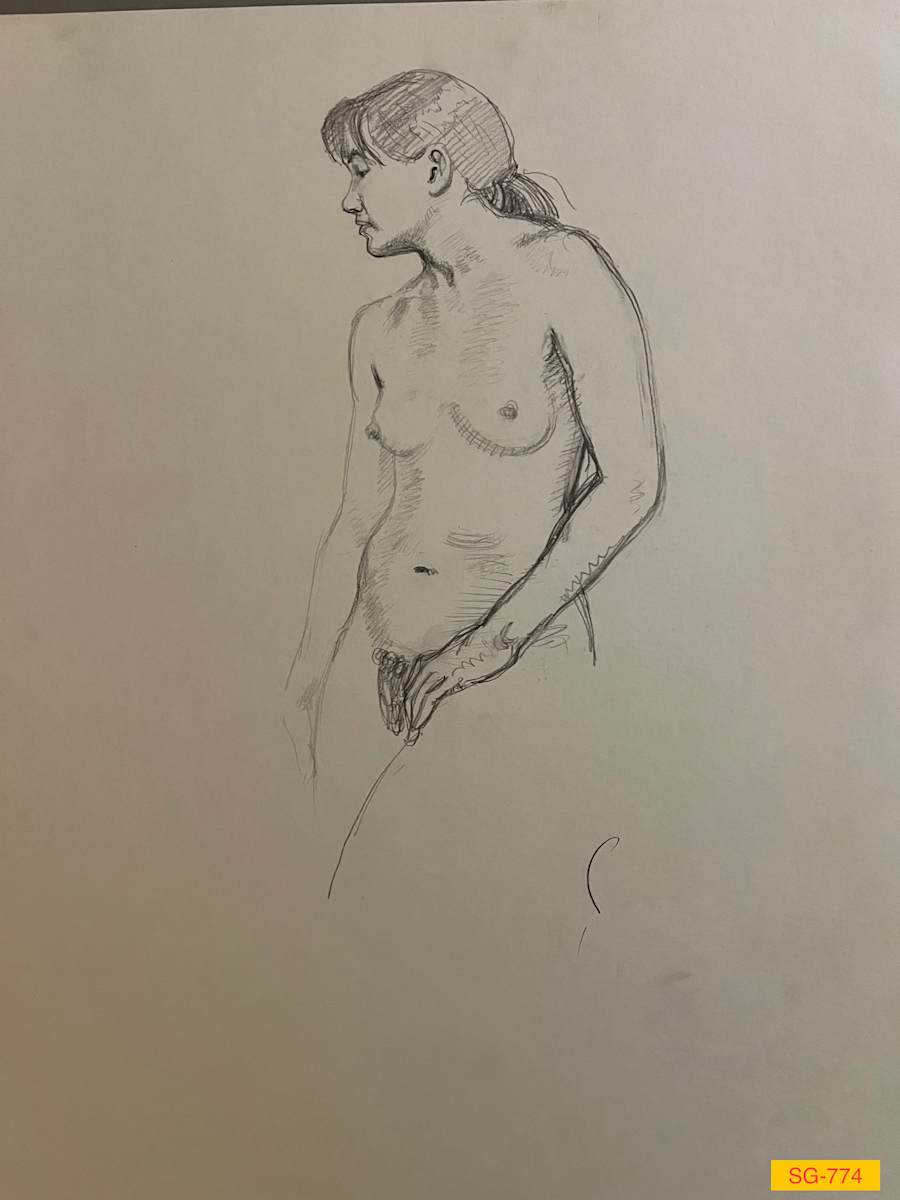 Untitled (Figure Drawing, Female Nude, Standing) by Spence Guerin 