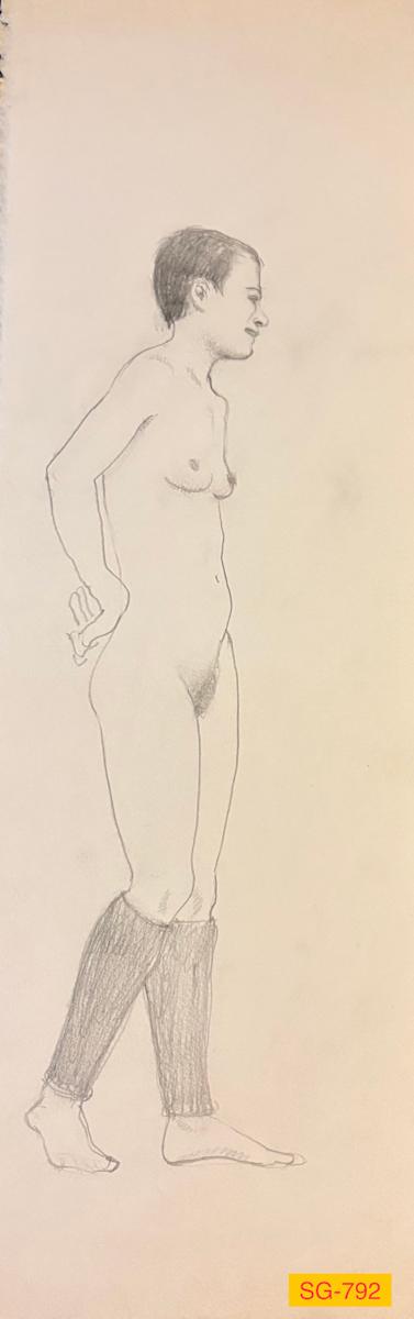 Untitled (female nude standing, with leg warmers) by Spence Guerin 