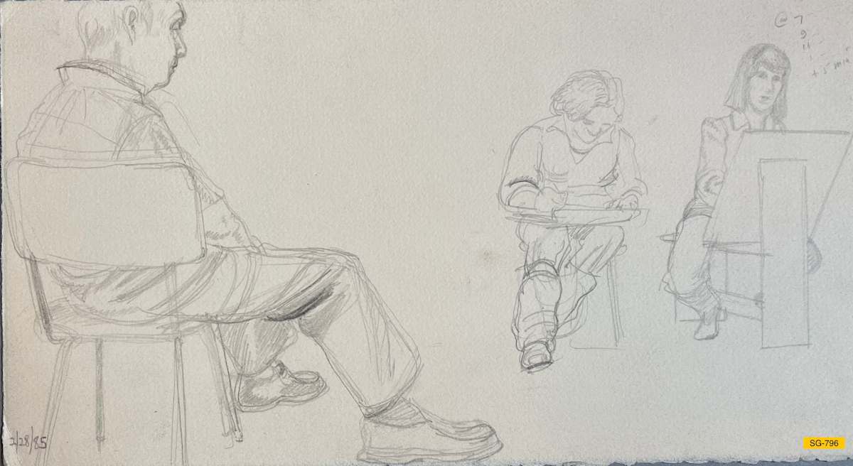Untitled (Art students drawing a male model, narrative) by Spence Guerin 