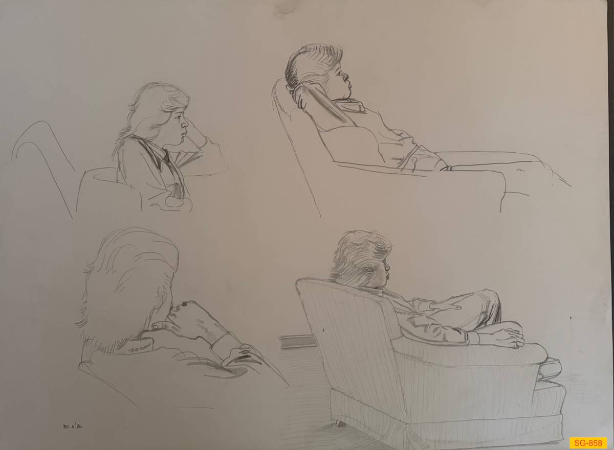Untitled (Life Drawing, Clothed Young Woman, Seated in Big Chair) by Spence Guerin 