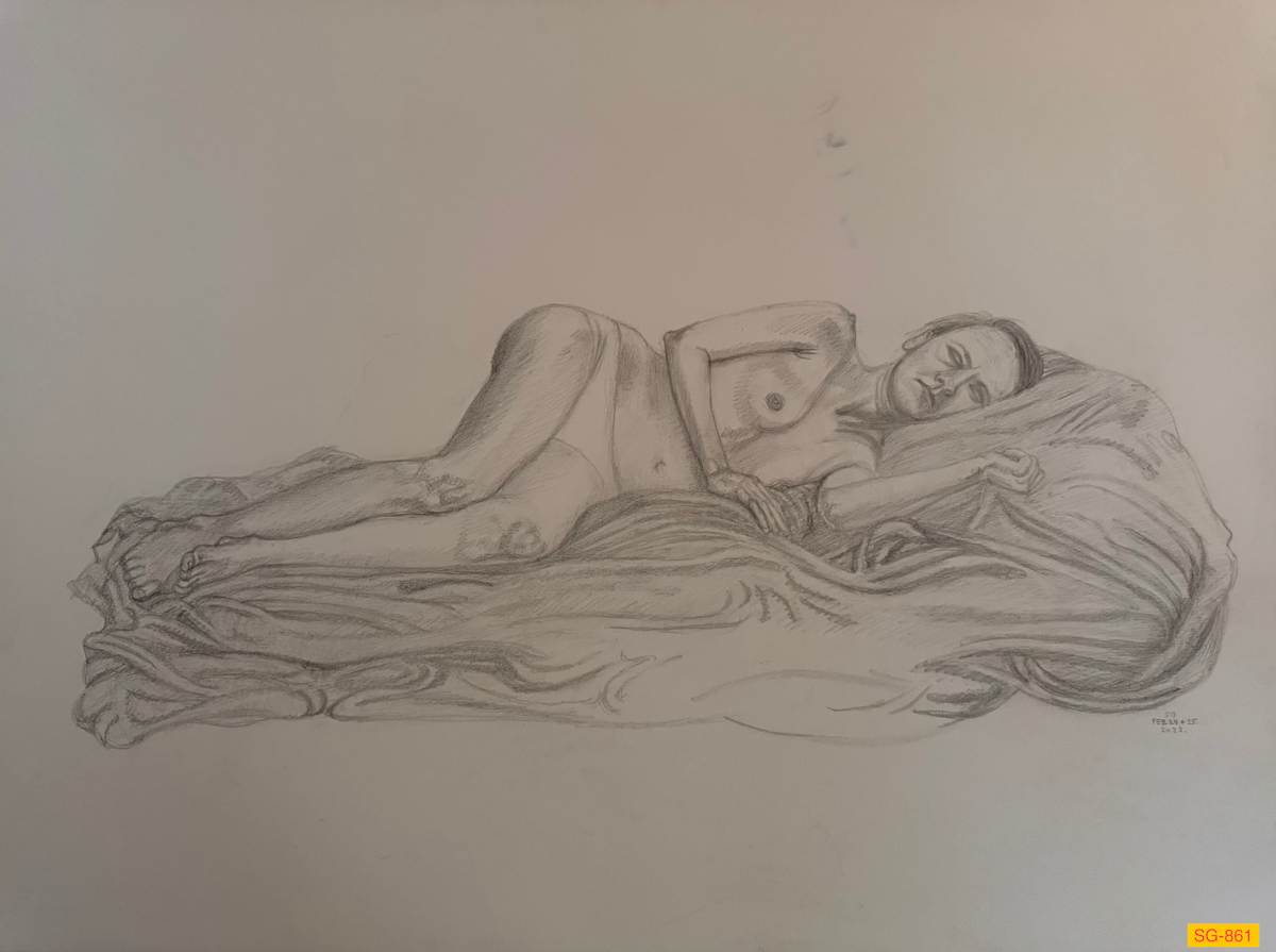 Untitled (Figure Drawing, Sleeping Female Model) by Spence Guerin 