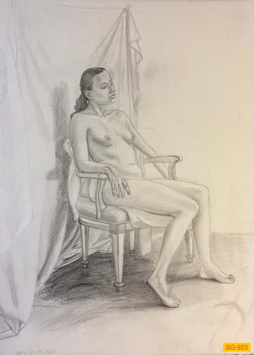 Untitled (female nude seated, figure drawing) by Spence Guerin 