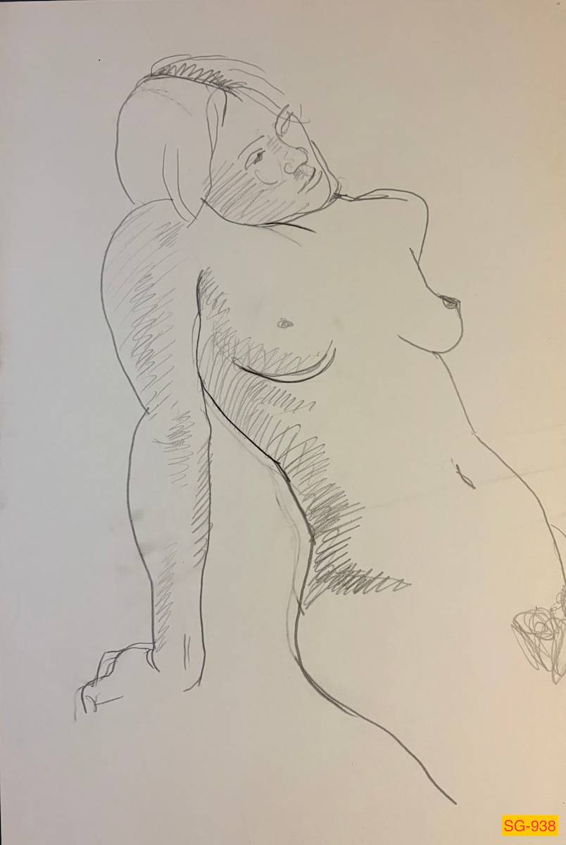 Untitled (Figure drawing, female nude leaning back) by Spence Guerin 