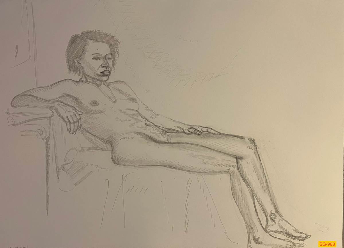 Untitled (female nude figure drawing) by Spence Guerin 