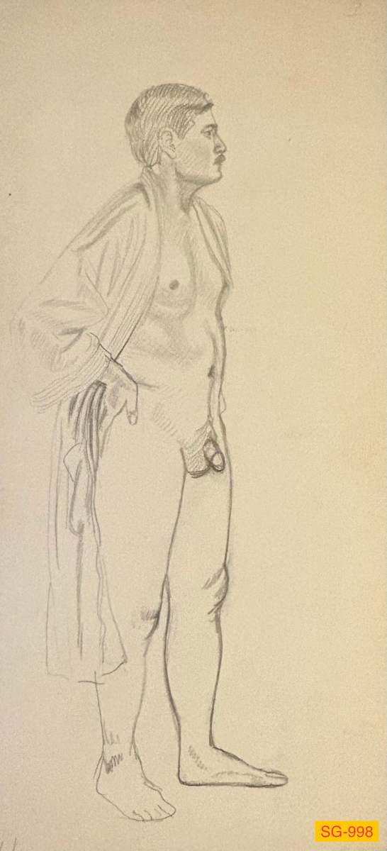 Untitled (Figure drawing of standing male nude) by Spence Guerin 