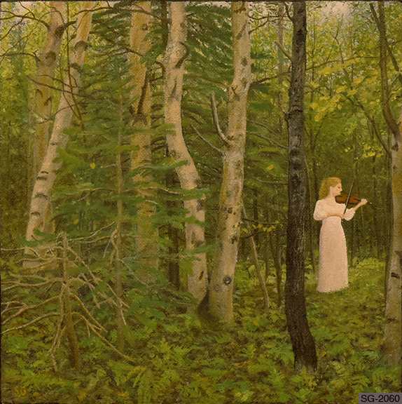 Dorothea Playing the Violin in the Wilderness by Spence Guerin, Image 1.